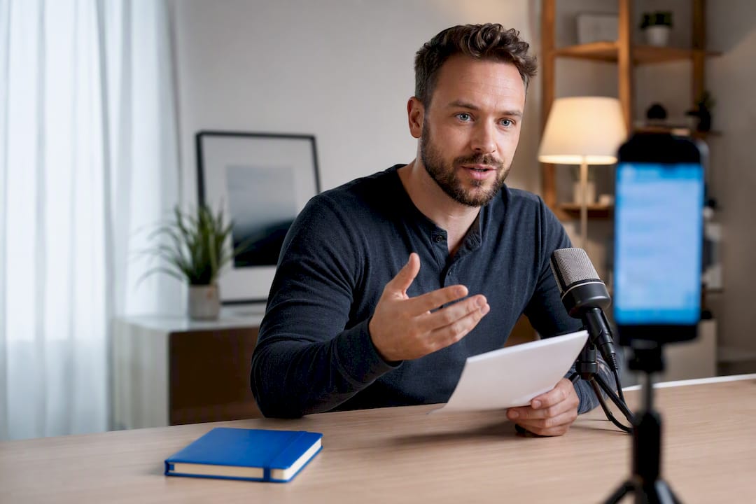 Agent recording a life insurance ad