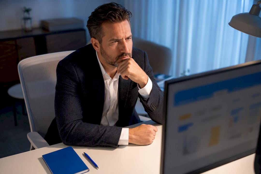 Manager reviewing fading ad performance