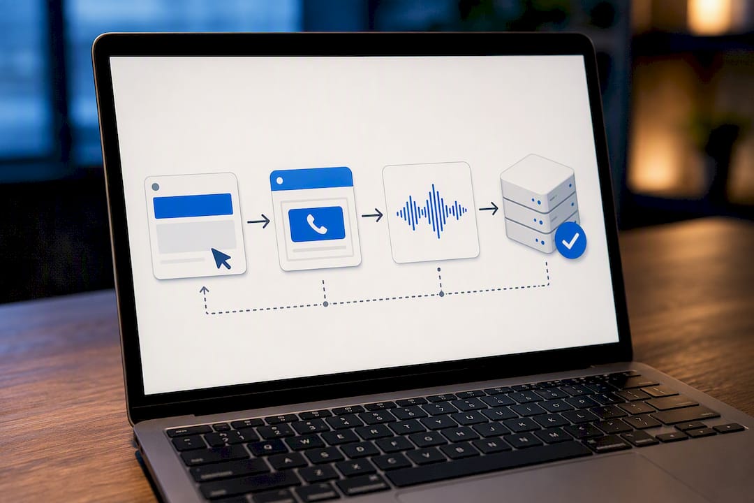 Illustrated call tracking test workflow