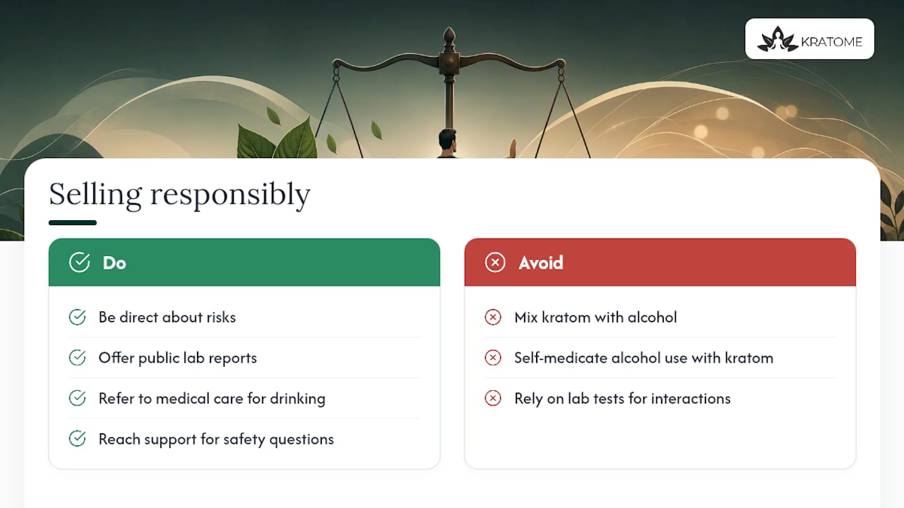 Vender kratom de forma responsable significa decirlo claramente — diagrama general