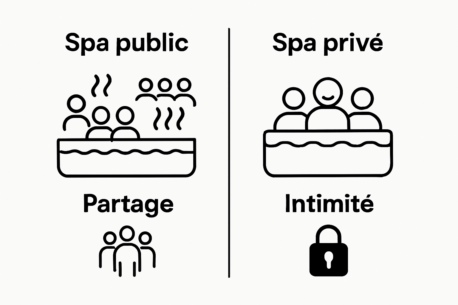 Infographic comparing private and public spa EVJF