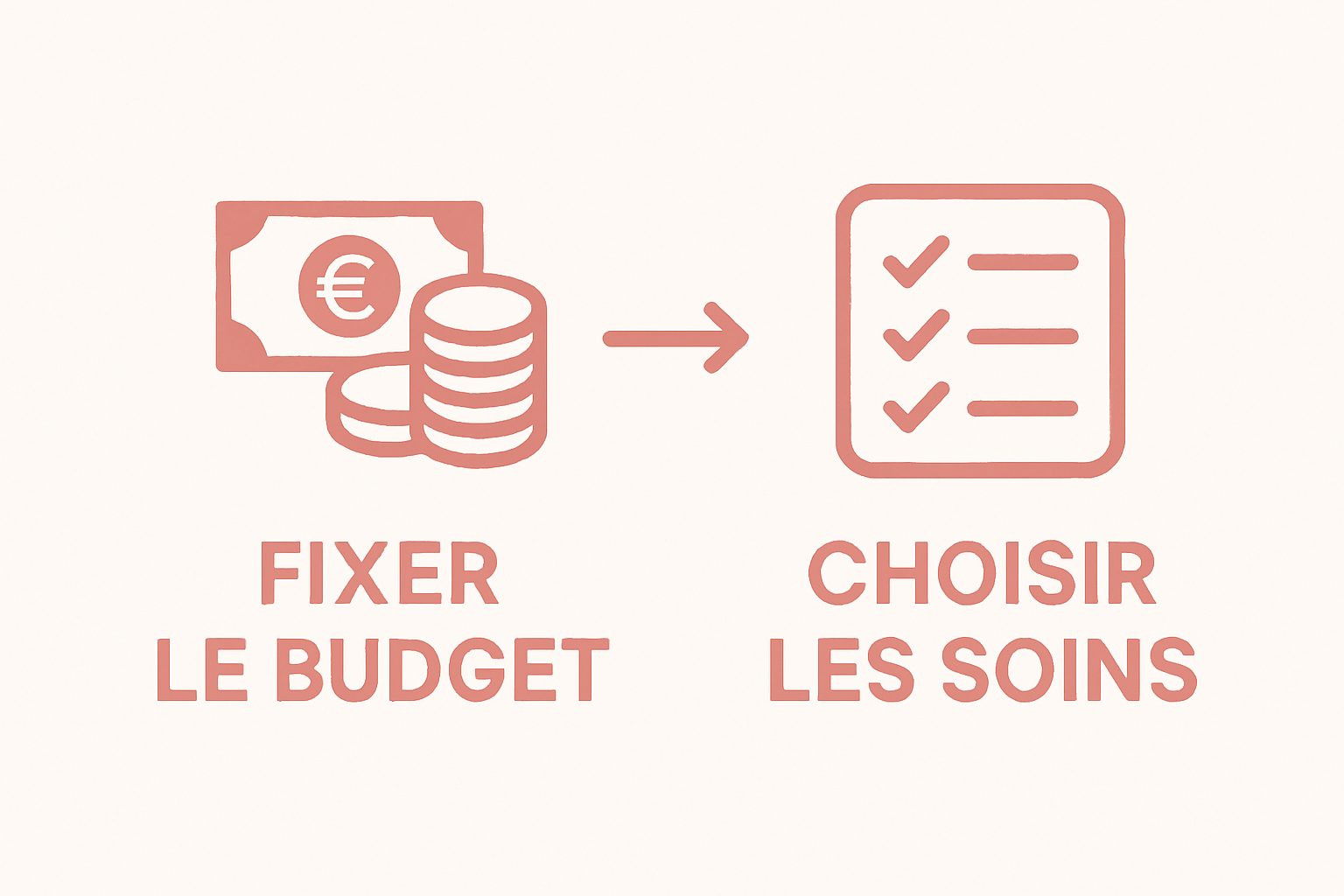 Simple infographic showing budget then care selection