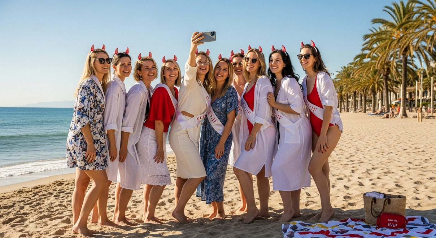 EVJF plage Sitges amigas
