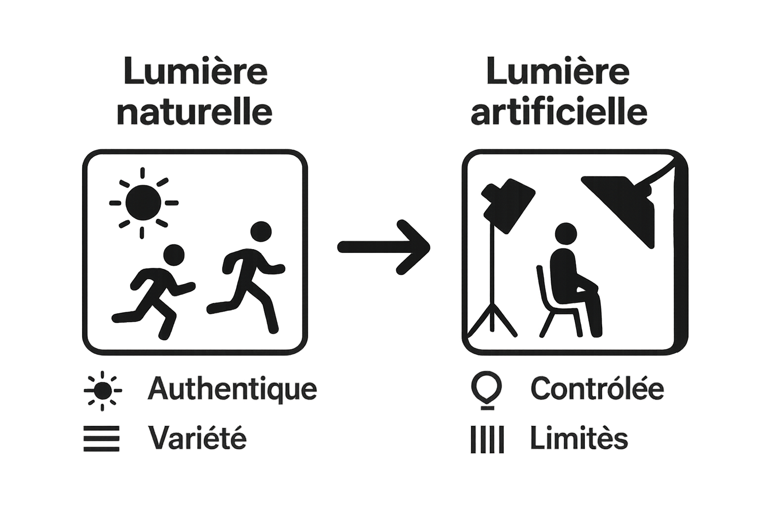 Infographic comparing outdoor natural light photo sessions versus studio sessions