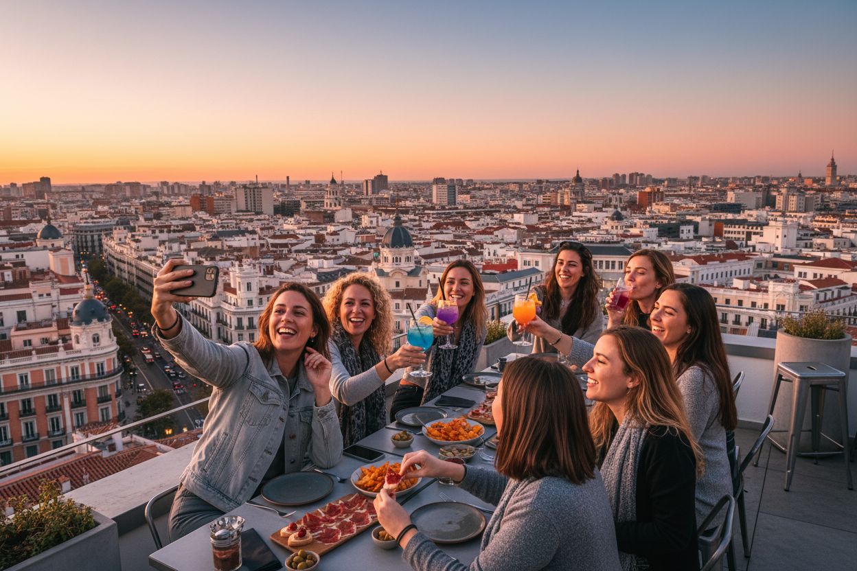 rooftop sunset EVJF Madrid