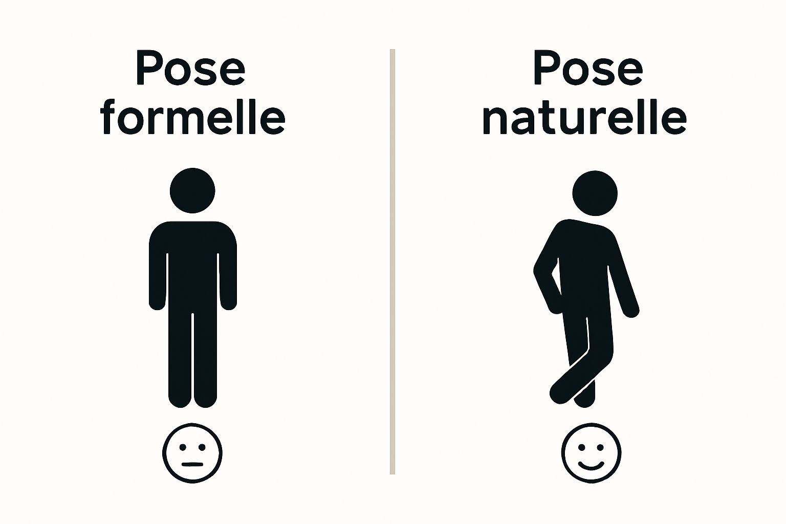 Visual comparison between formal and natural shooting poses