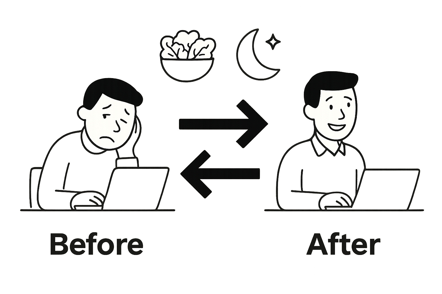 Before and after energy levels for adults in their 30s
