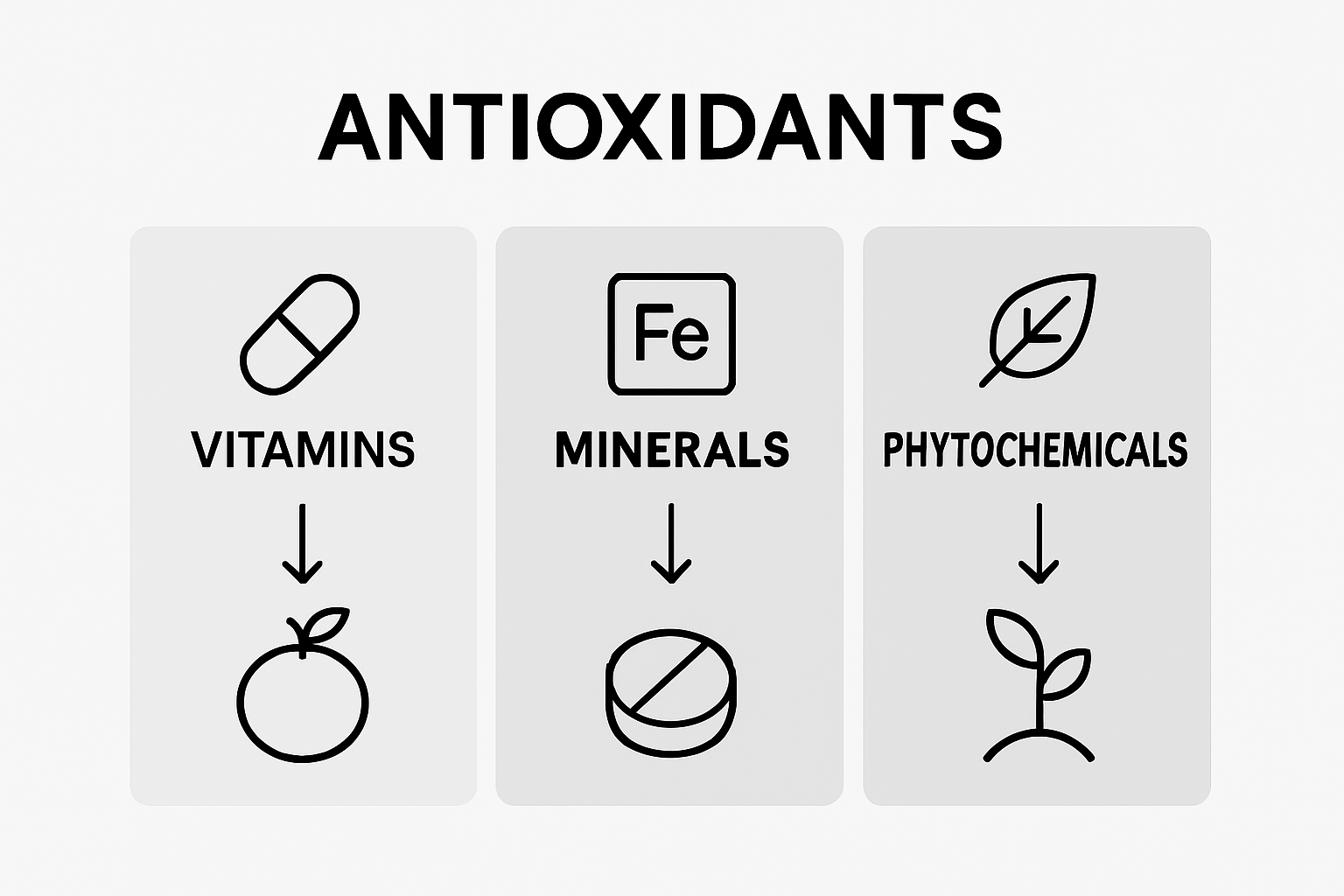 Three-category antioxidant comparison infographic