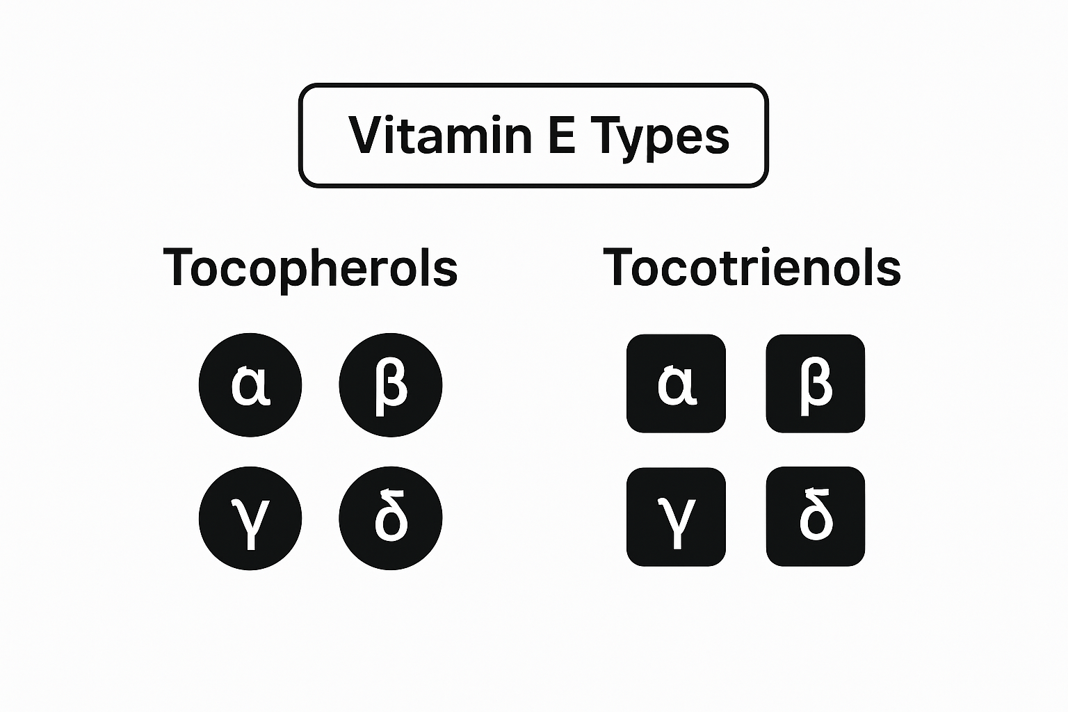 Infographic showing tocopherol and tocotrienol forms of vitamin E