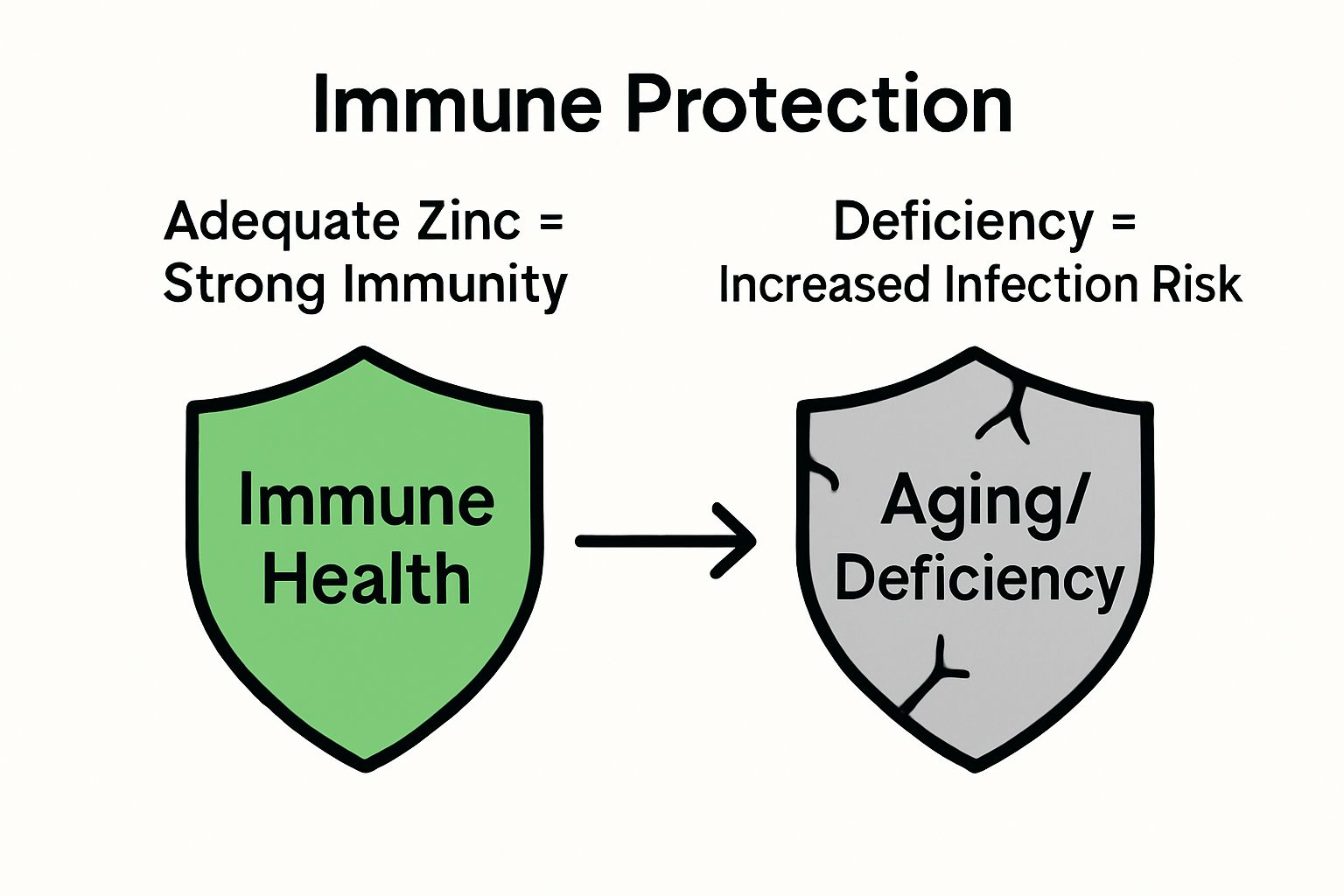 Comparison of strong versus weak immune health from zinc intake