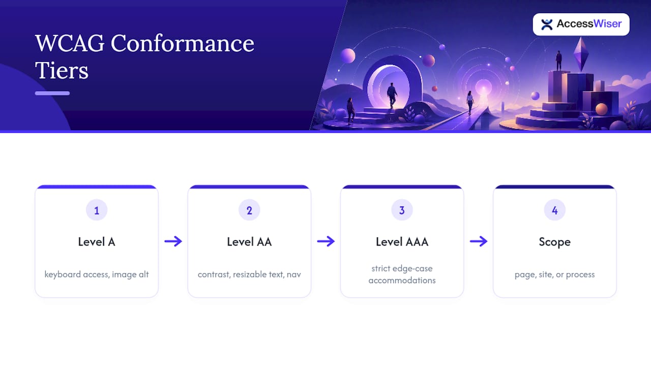 Cumulative WCAG A AA and AAA levels