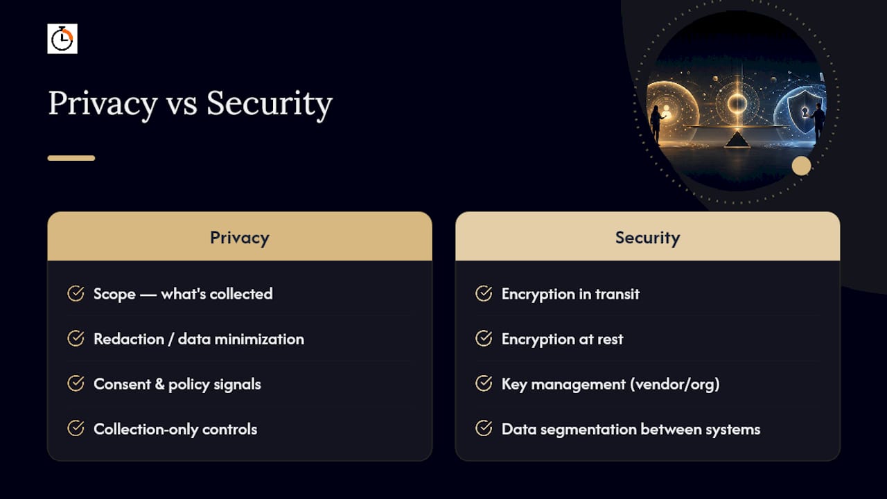 Diagram comparing privacy controls and security measures