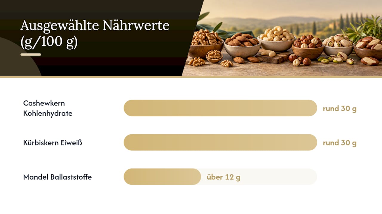 Welche Nüsse punkten mit Omega‑3, Protein oder Selen? — overview diagram