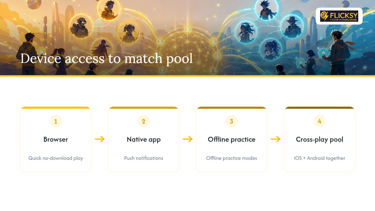 Diagram of cross-play trivia access paths