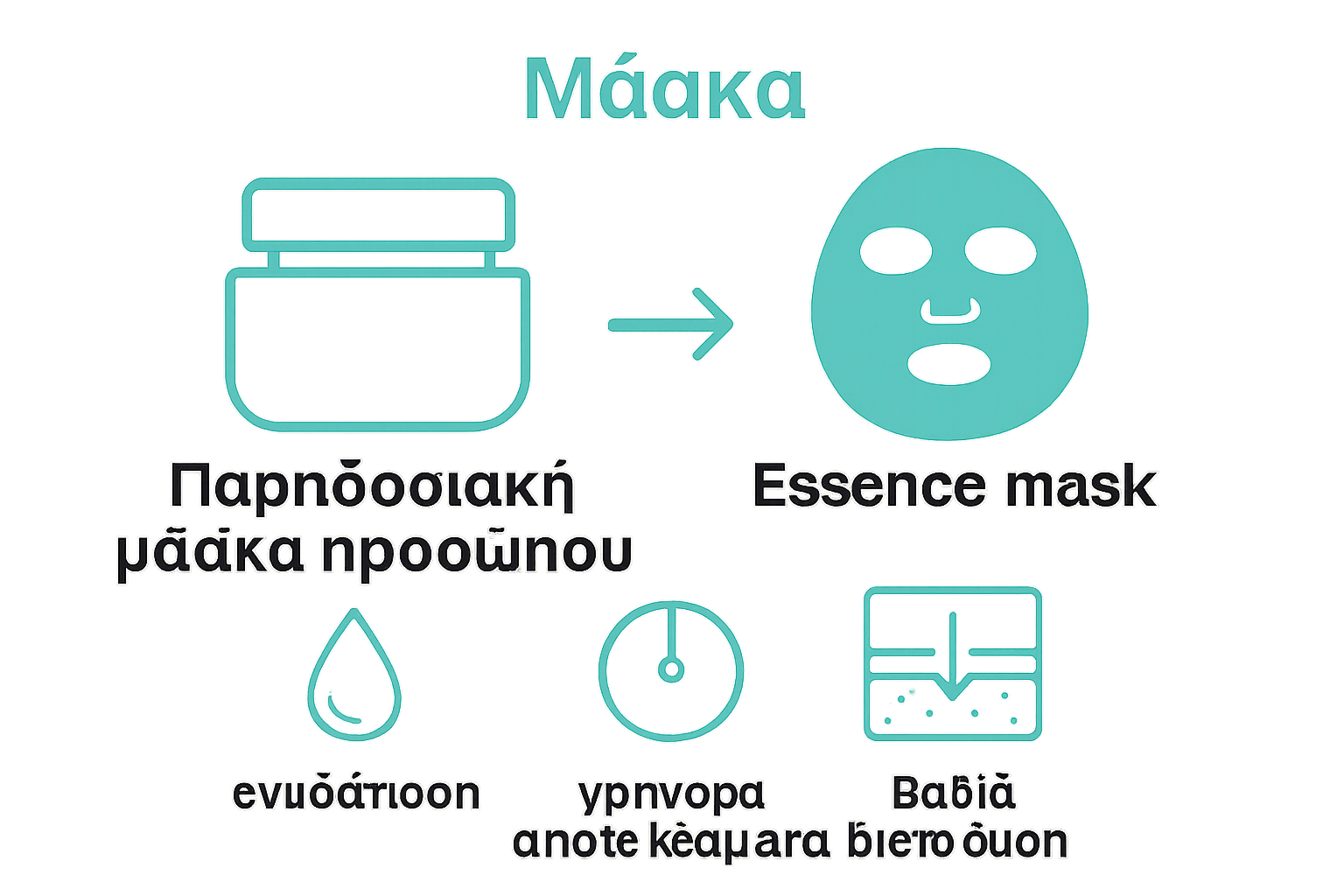 Infographic comparing essence masks and traditional masks with icons.