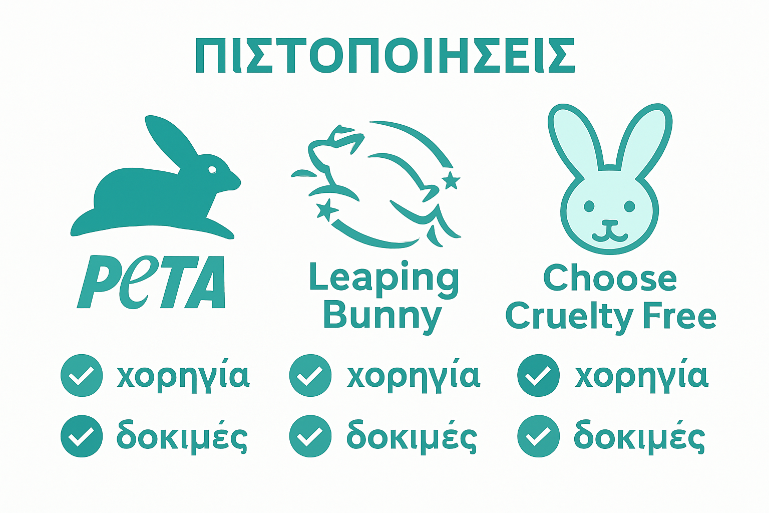 Three cruelty free certification logos side by side