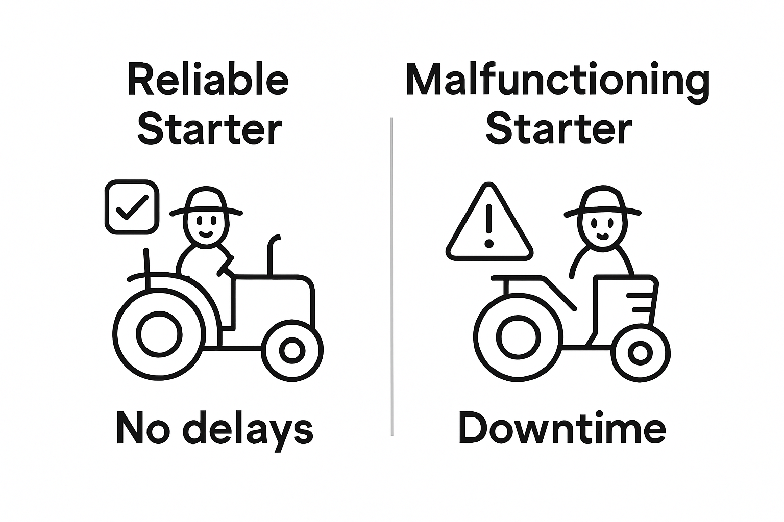 Comparison of reliable and malfunctioning tractor starter impacts