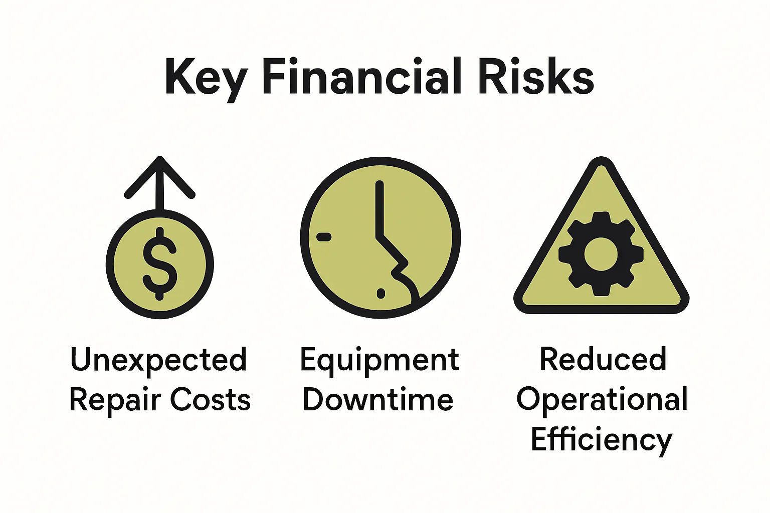 Infographic illustrating financial risks of ignoring worn tractor parts: unexpected costs, downtime, reduced efficiency.