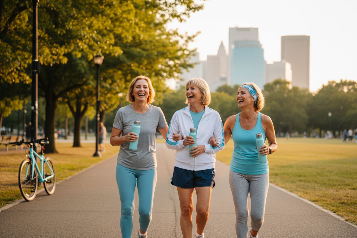 active middle-aged women outdoors