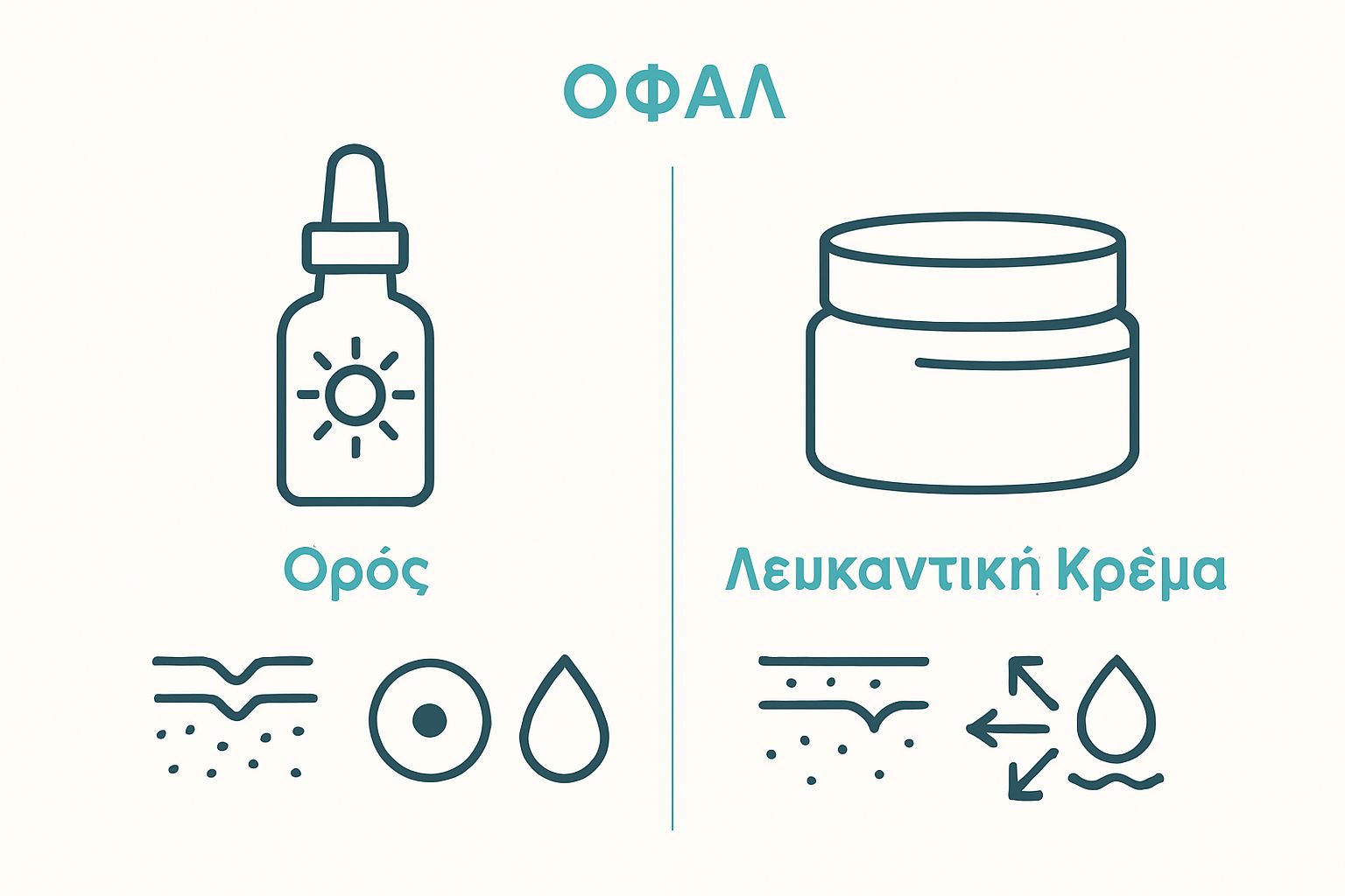 Infographic comparing brightening serum and whitening cream icons