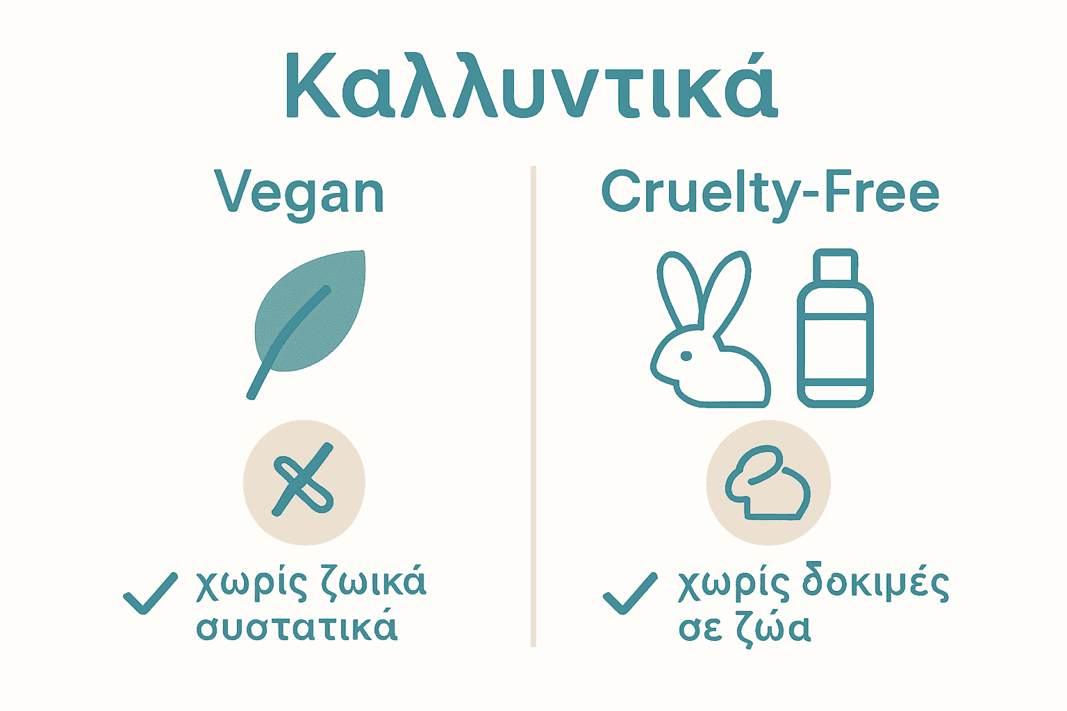 Σύγκριση βασικών διαφορών vegan και cruelty-free skincare