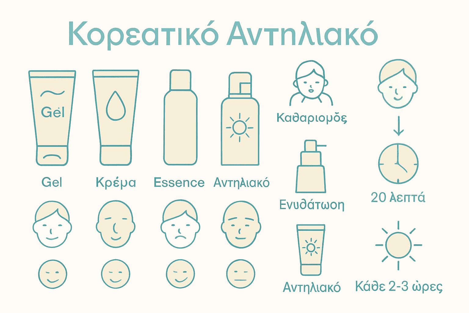Infographic comparing Korean sunscreen types and application steps