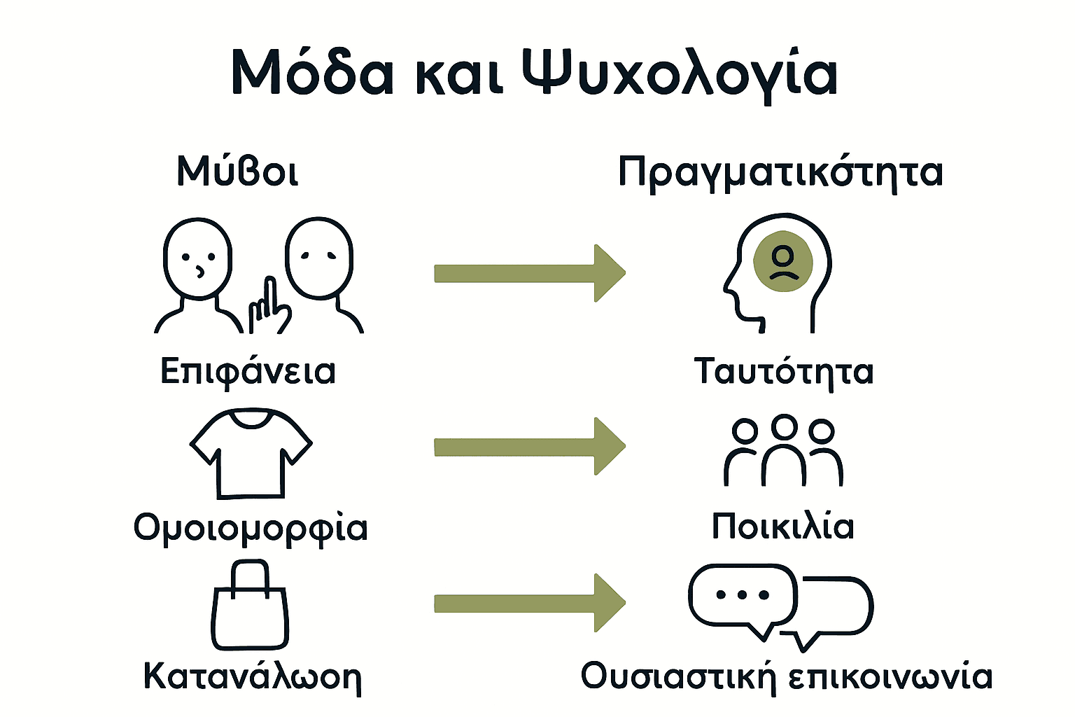 Infographic Showing Fashion Myths Versus Facts With Icons For Each Side.