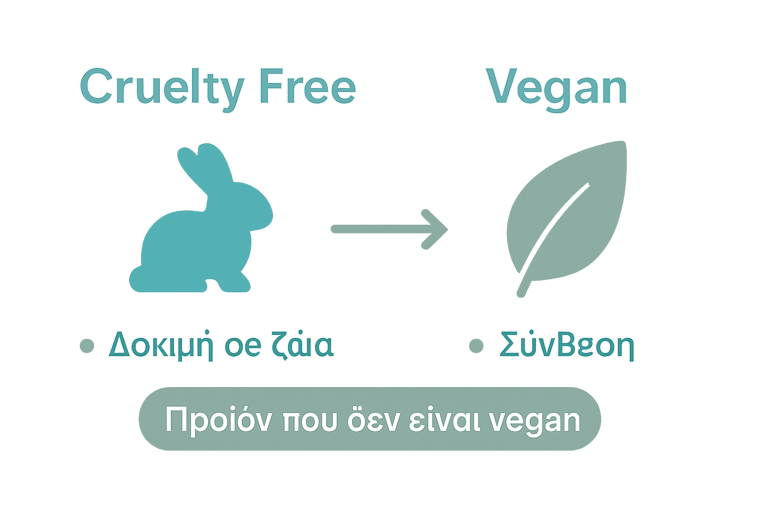 Γραφική απεικόνιση διαφορών cruelty free και vegan προϊόντων