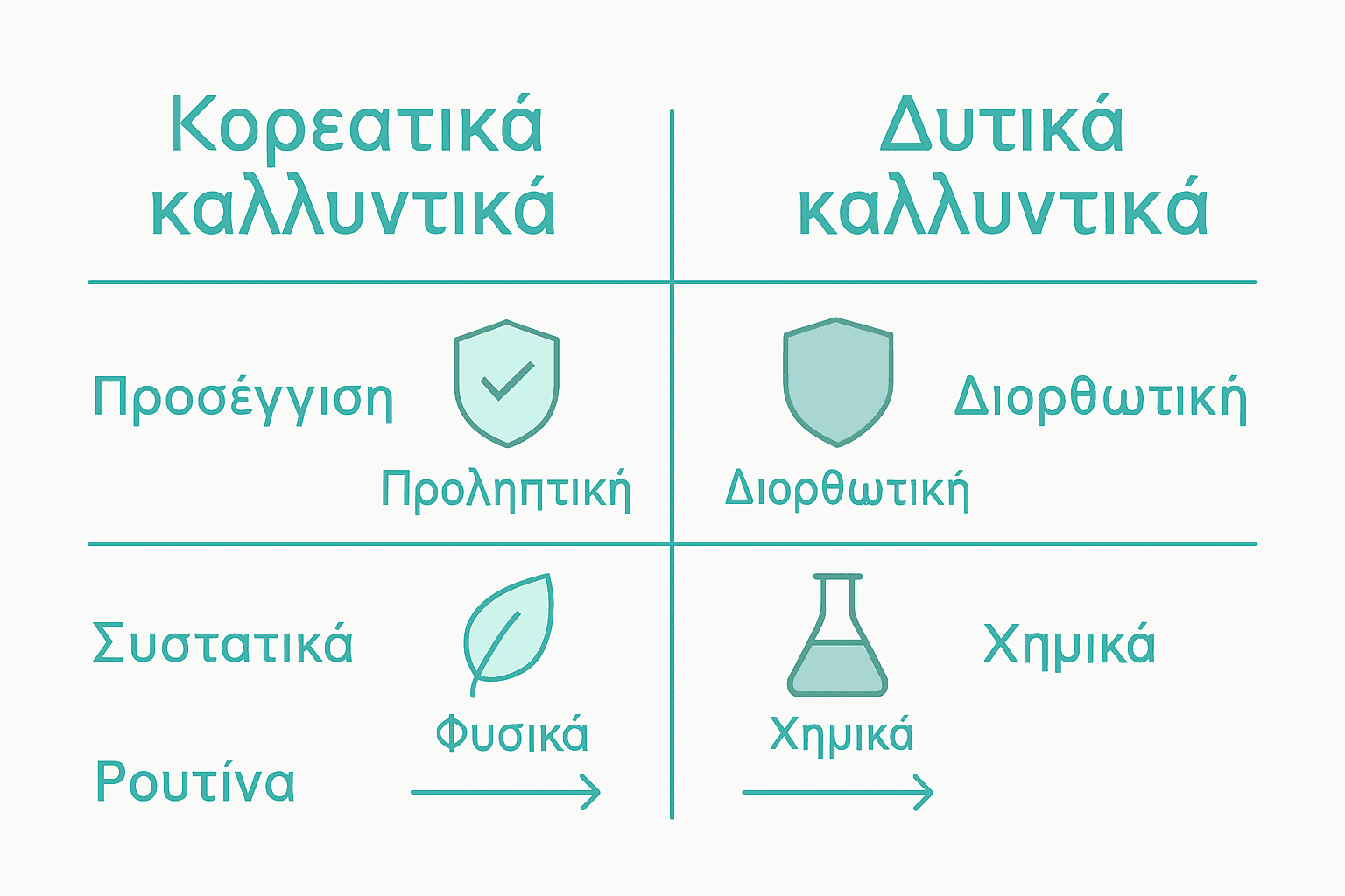 Comparison chart of Korean and Western skincare approaches