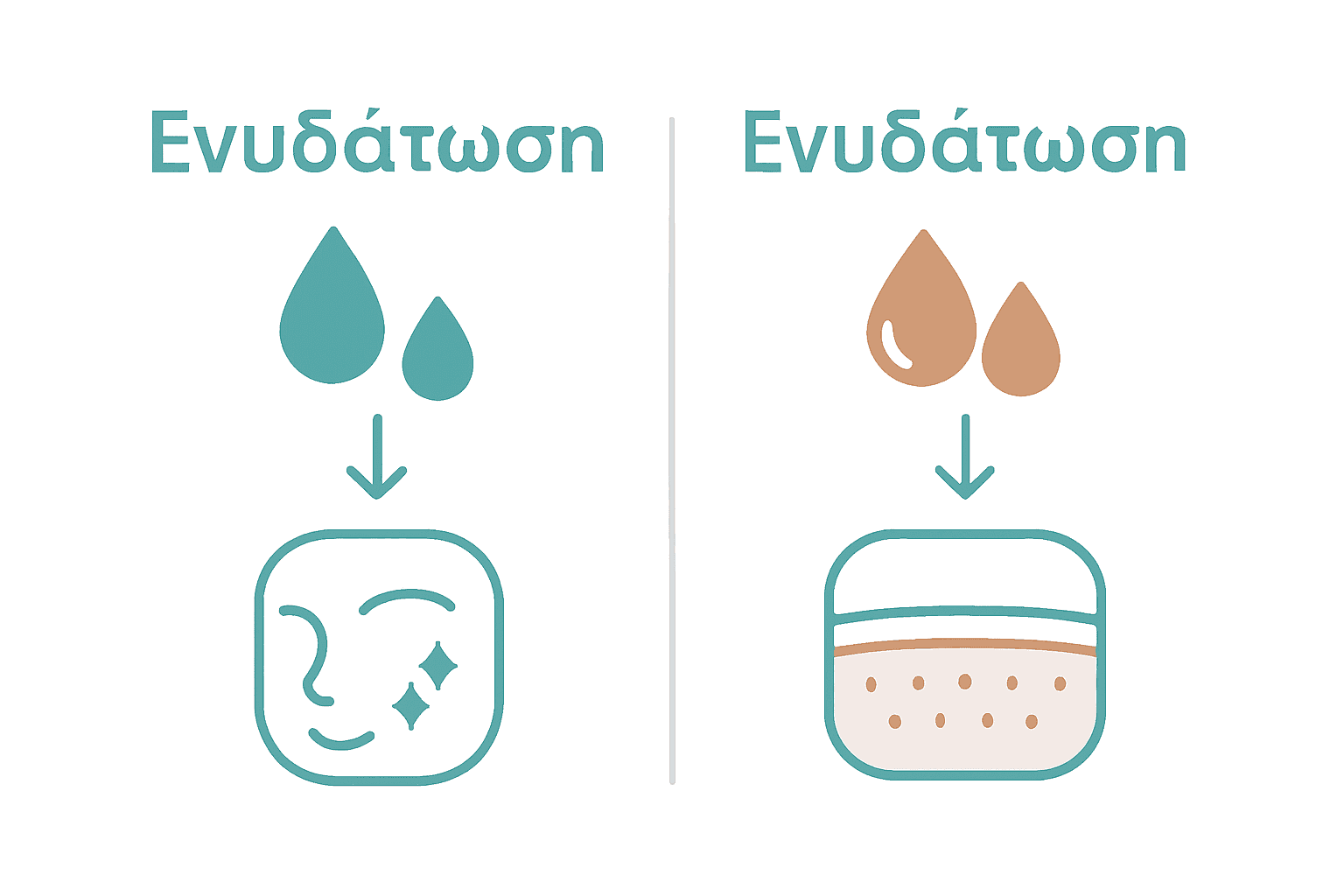 Infographic comparing skin hydration and moisturization