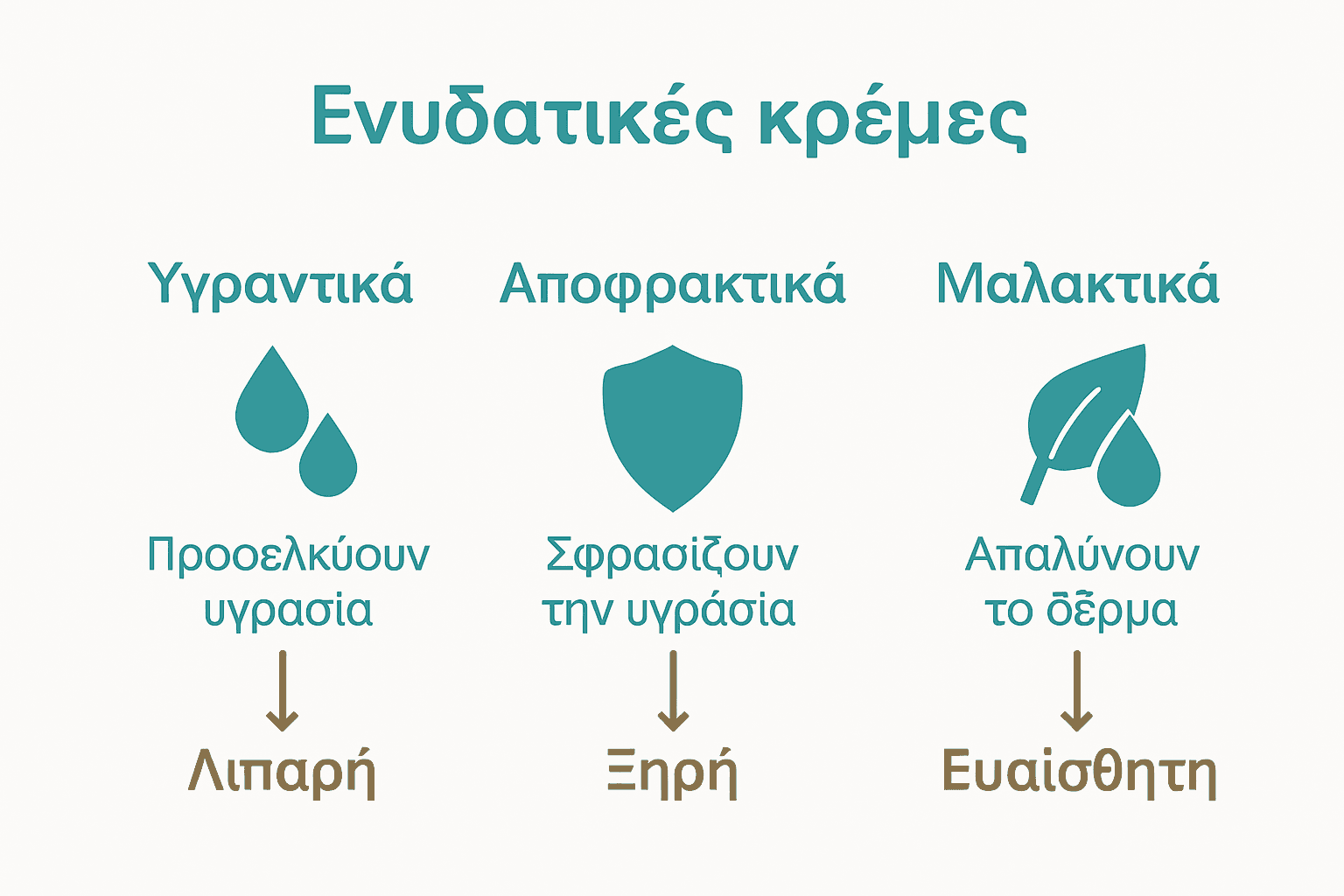 Ελληνικό infographic με σύγκριση τύπων ενυδατικών.