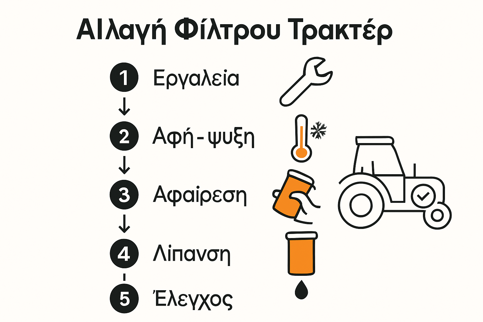 Οπτικοποιημένα 5 βασικά βήματα αλλαγής φίλτρου τρακτέρ