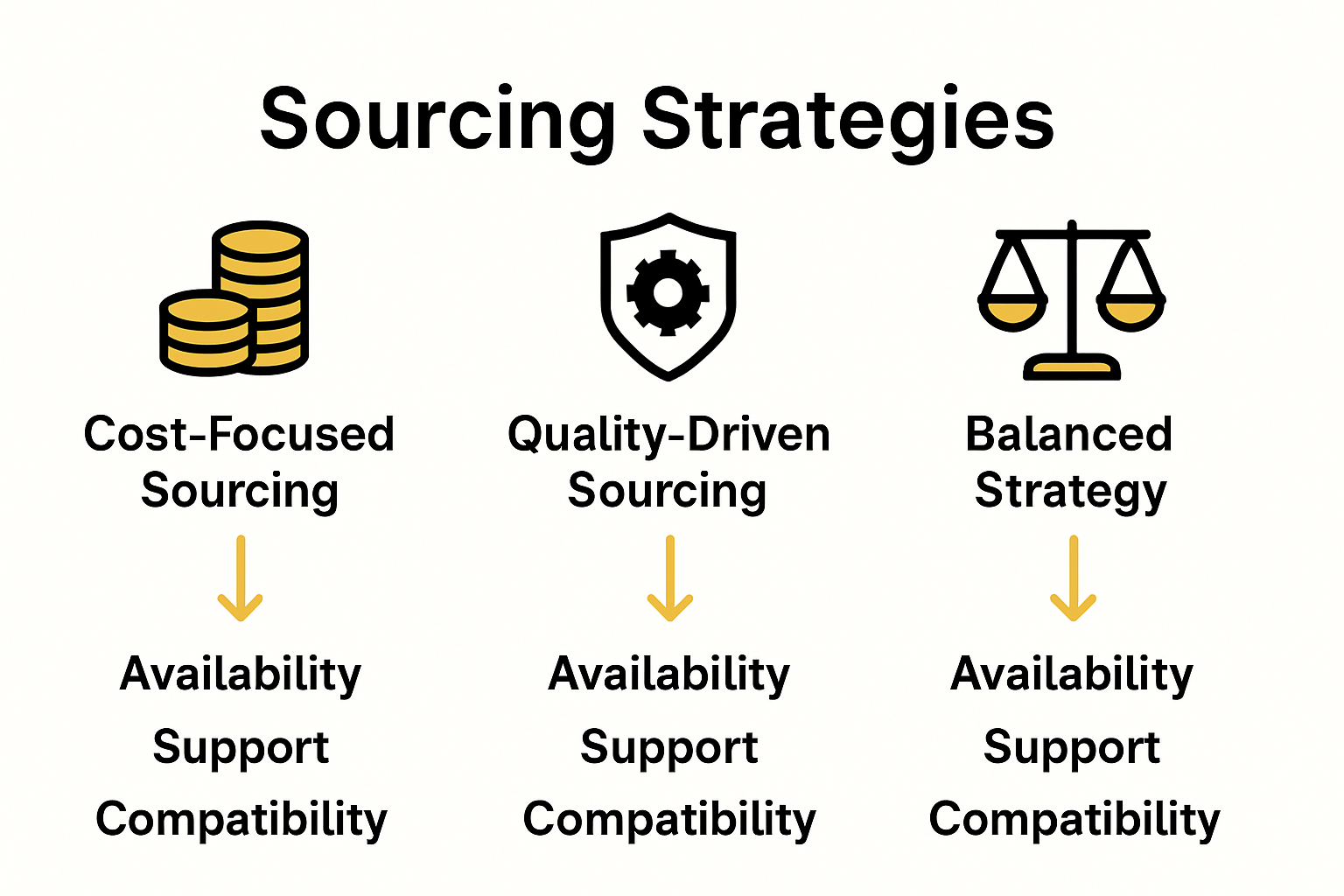 Infographic comparing agricultural parts sourcing strategies