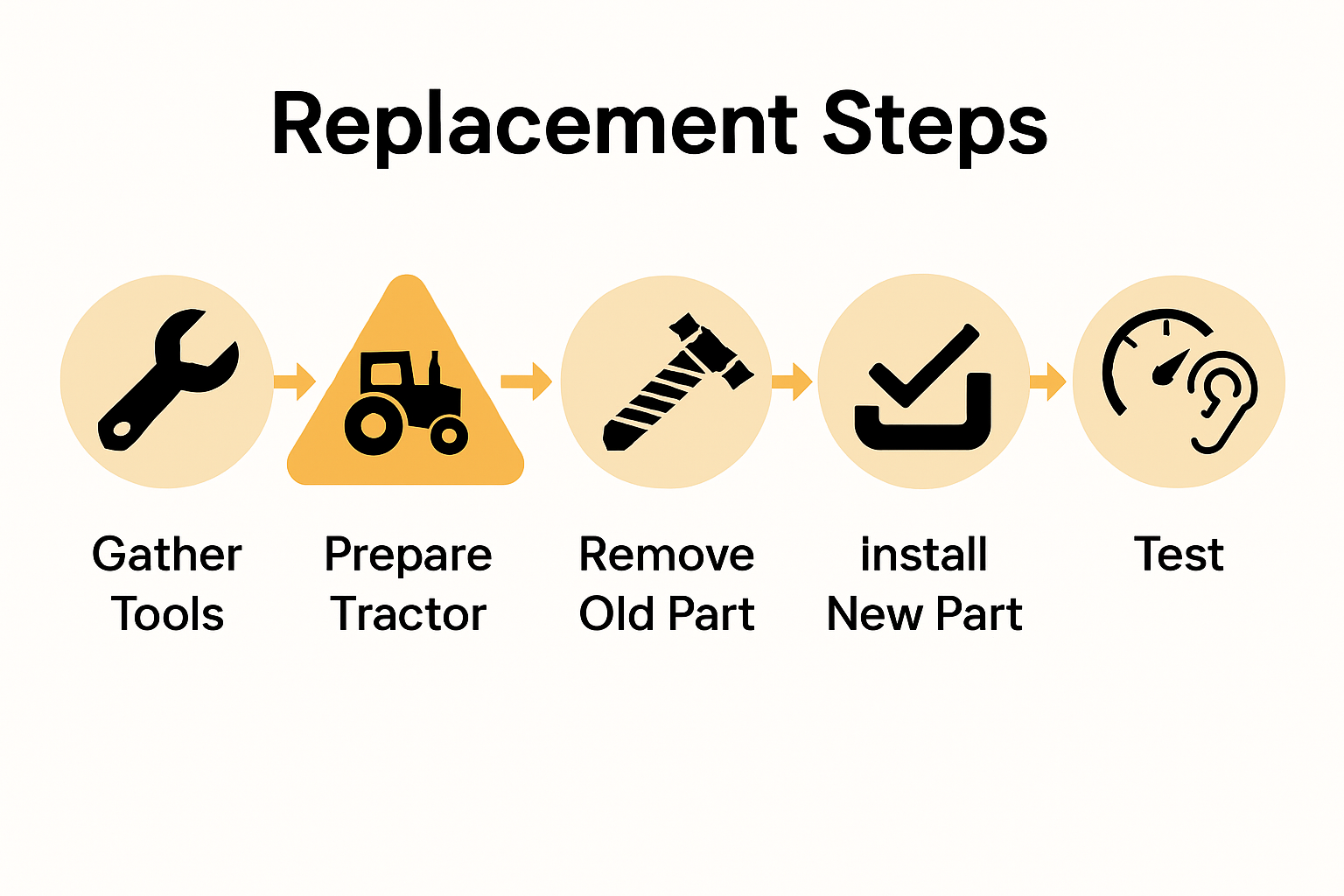 Five step tractor accessory replacement flowchart