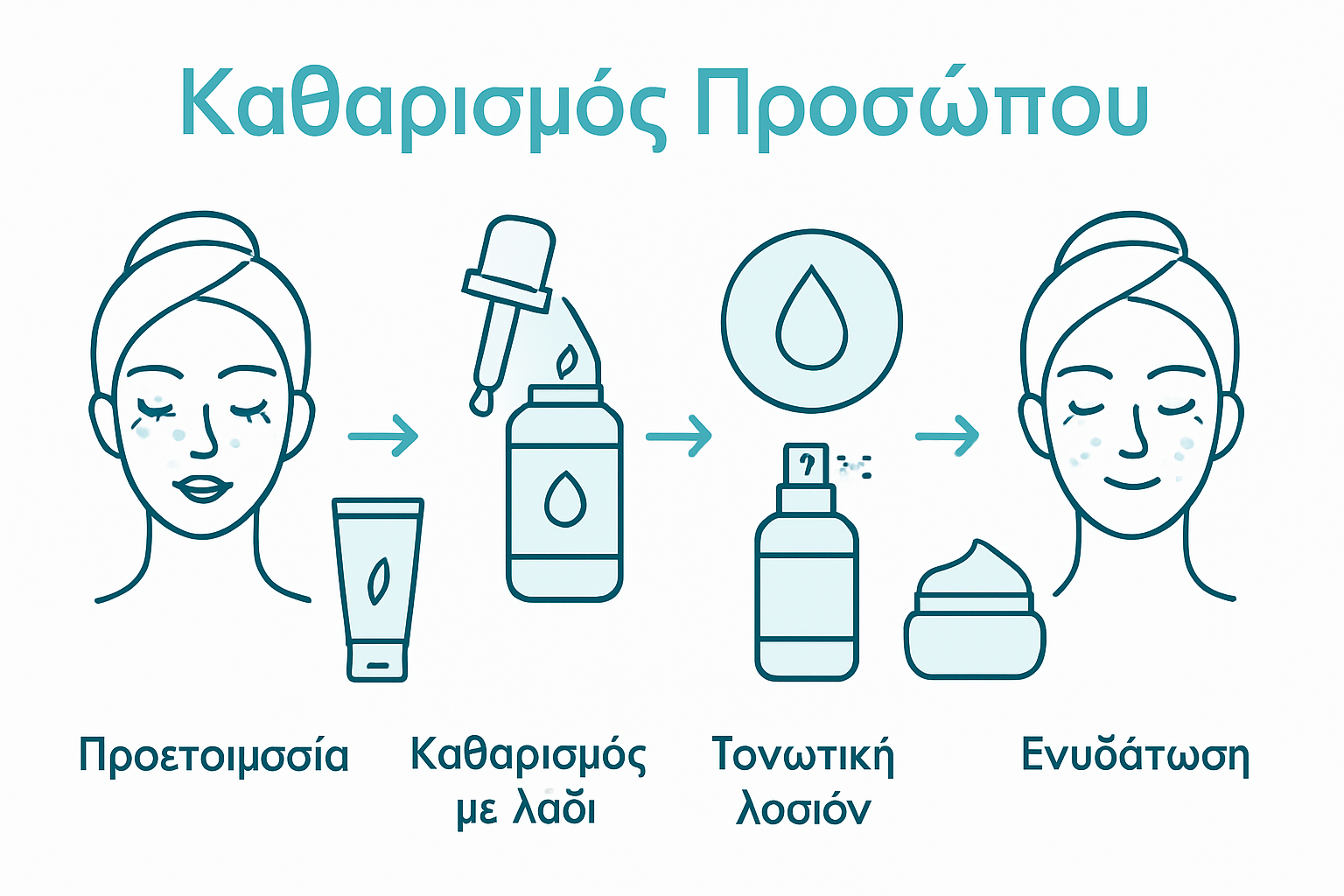 Infographic showing five face cleansing steps