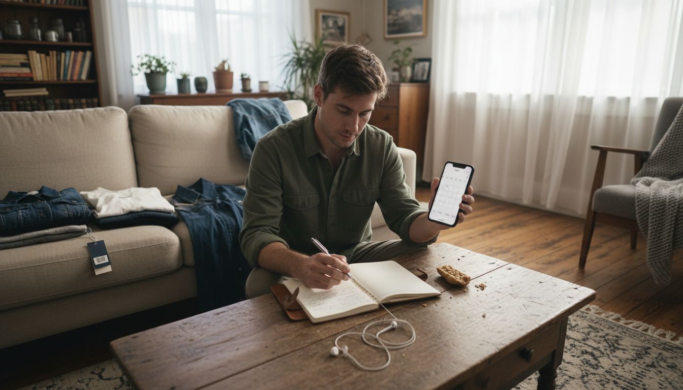 Man Organizing Outfits For Planning