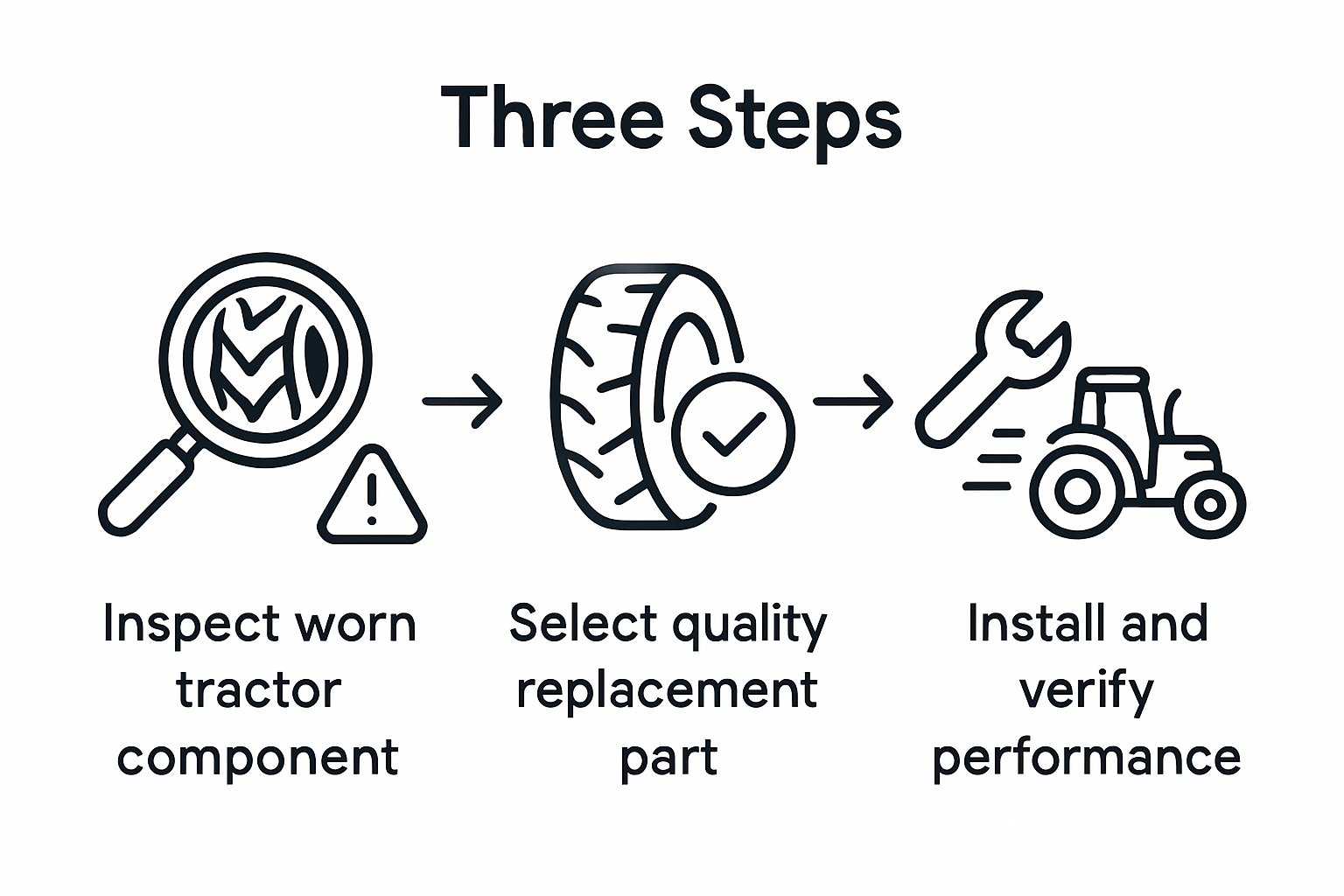 Infographic: steps to replace tractor parts