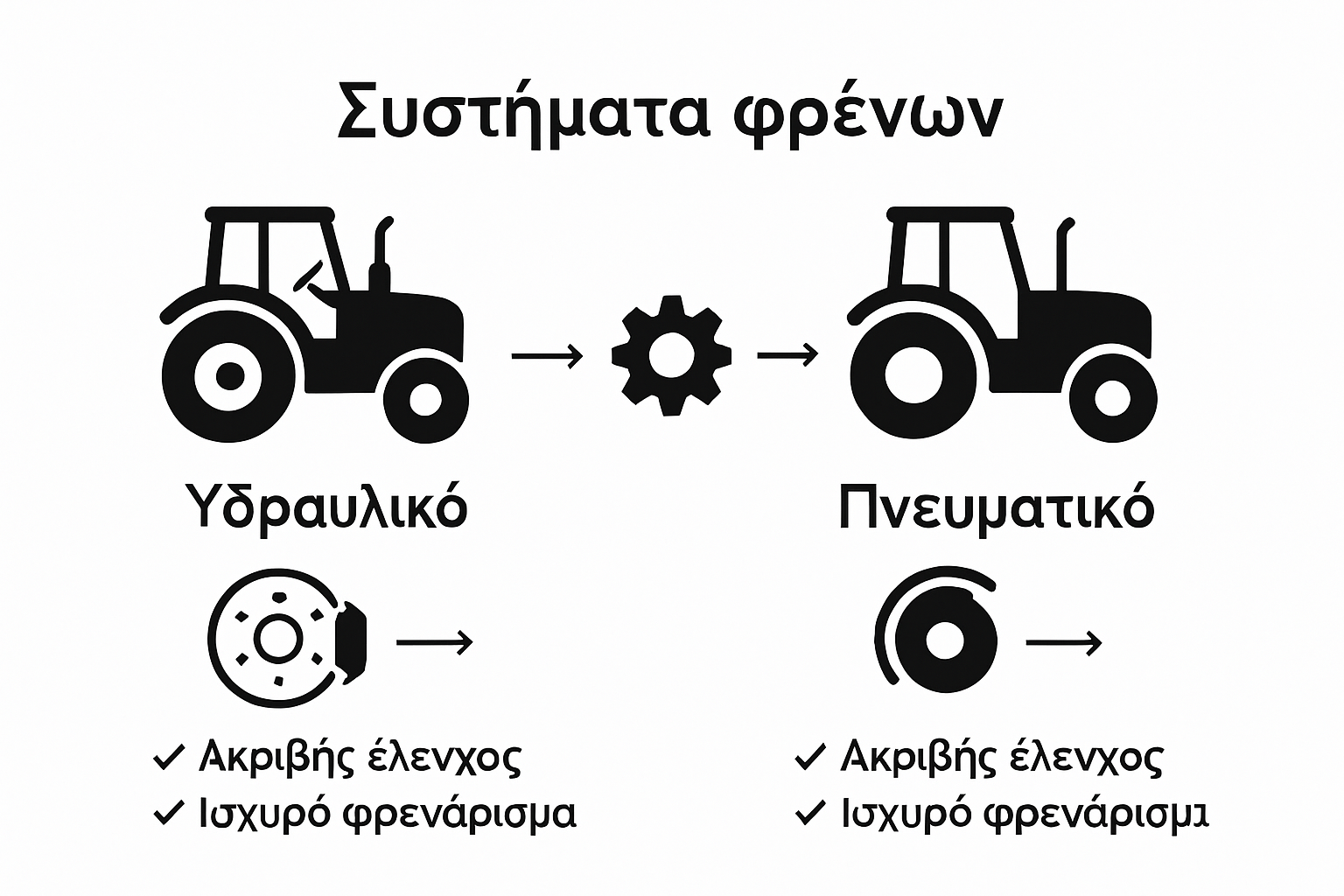 Infographic showing tractor brake types differences
