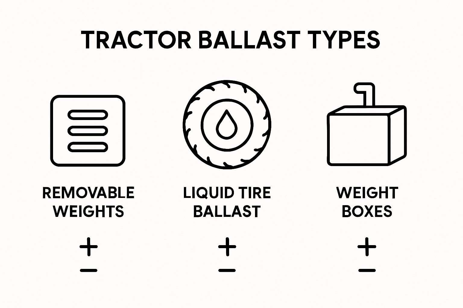 Infographic comparing tractor ballast types