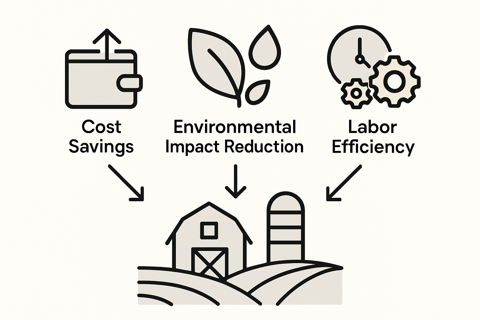 Infographic on cost, environment, labor in farm automation