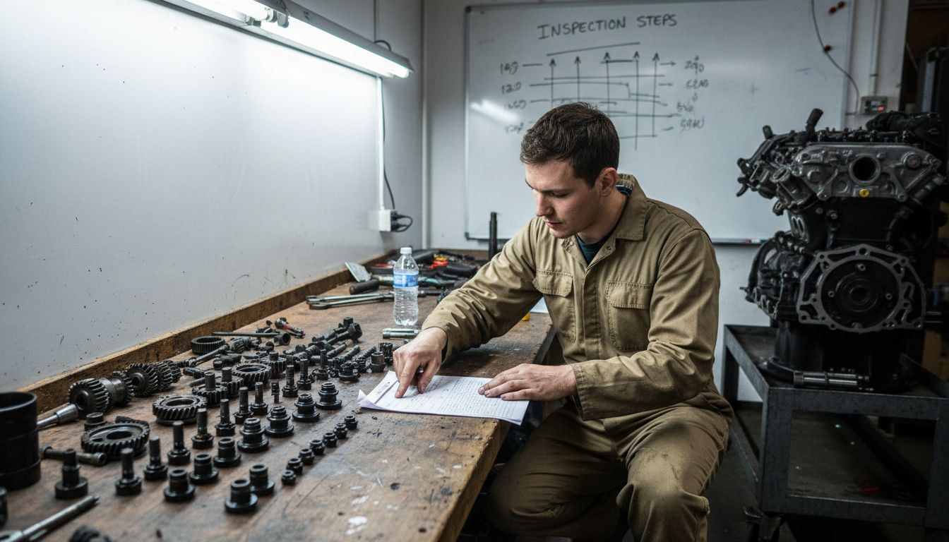 Mechanic performing machinery inspection stage