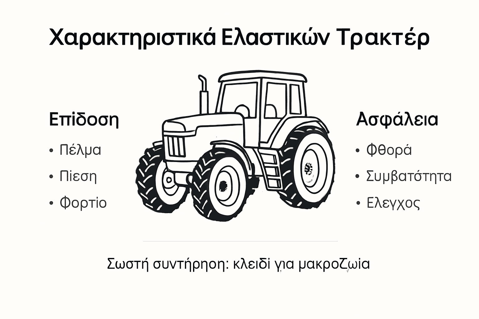 Εικονογραφημένος οδηγός με τα βασικά χαρακτηριστικά και τις επιδόσεις των ελαστικών τρακτέρ
