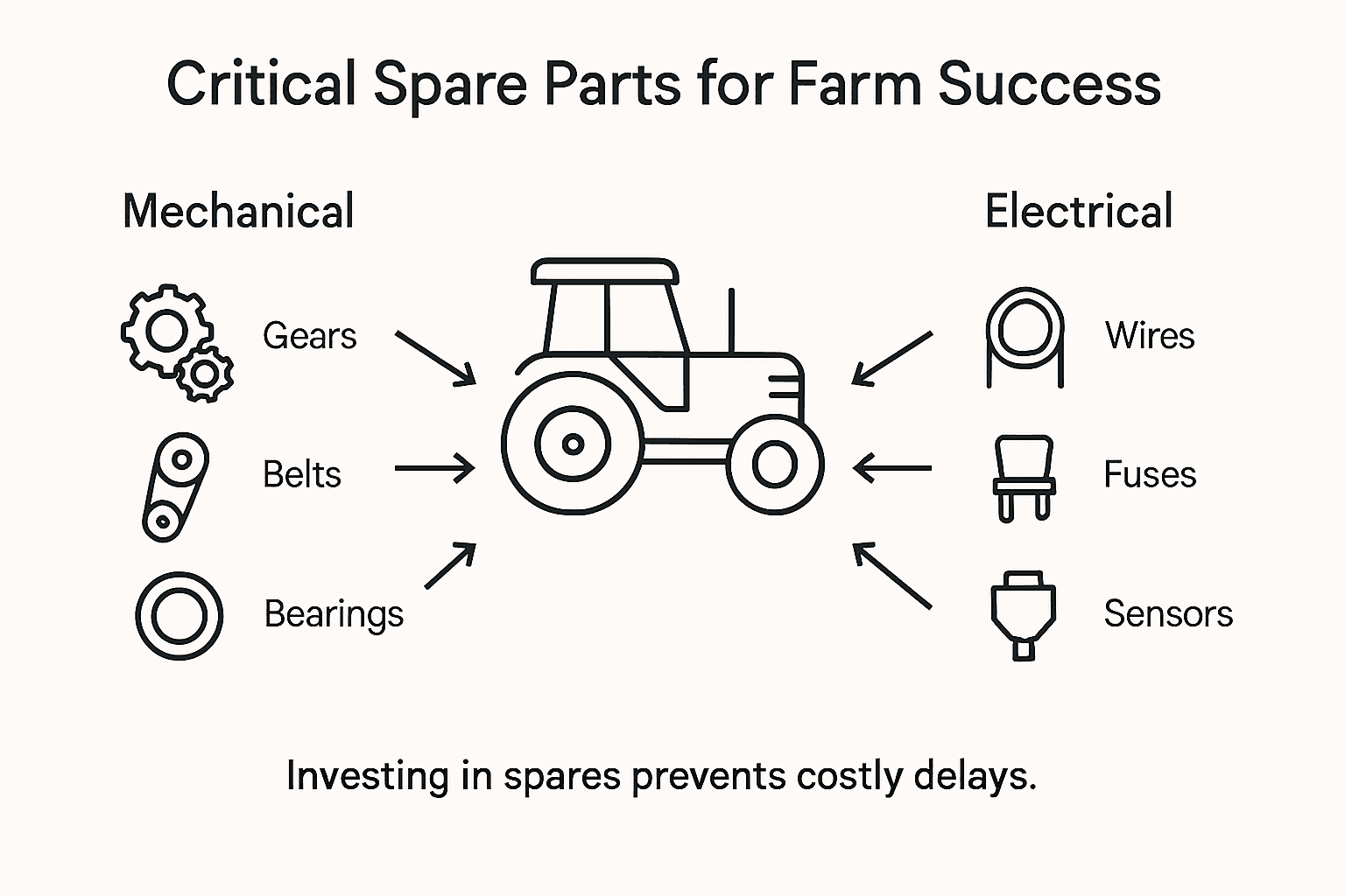 Infographic shows key tractor spare parts categories