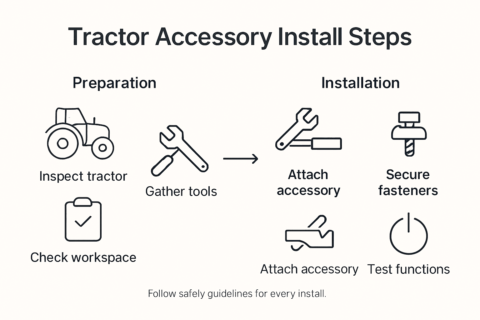 Infographic outlining steps for accessory installation