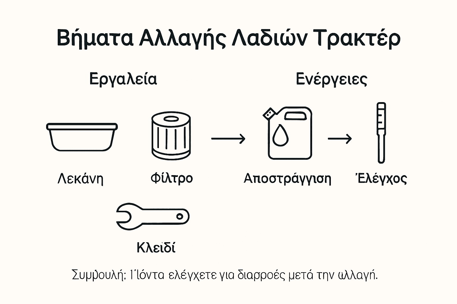 Οδηγός με απλό infographic: Πώς να αλλάξετε μόνοι σας το λάδι στο τρακτέρ σας, βήμα προς βήμα