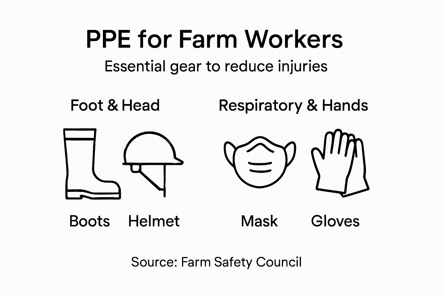Infographic showing essential farm PPE gear