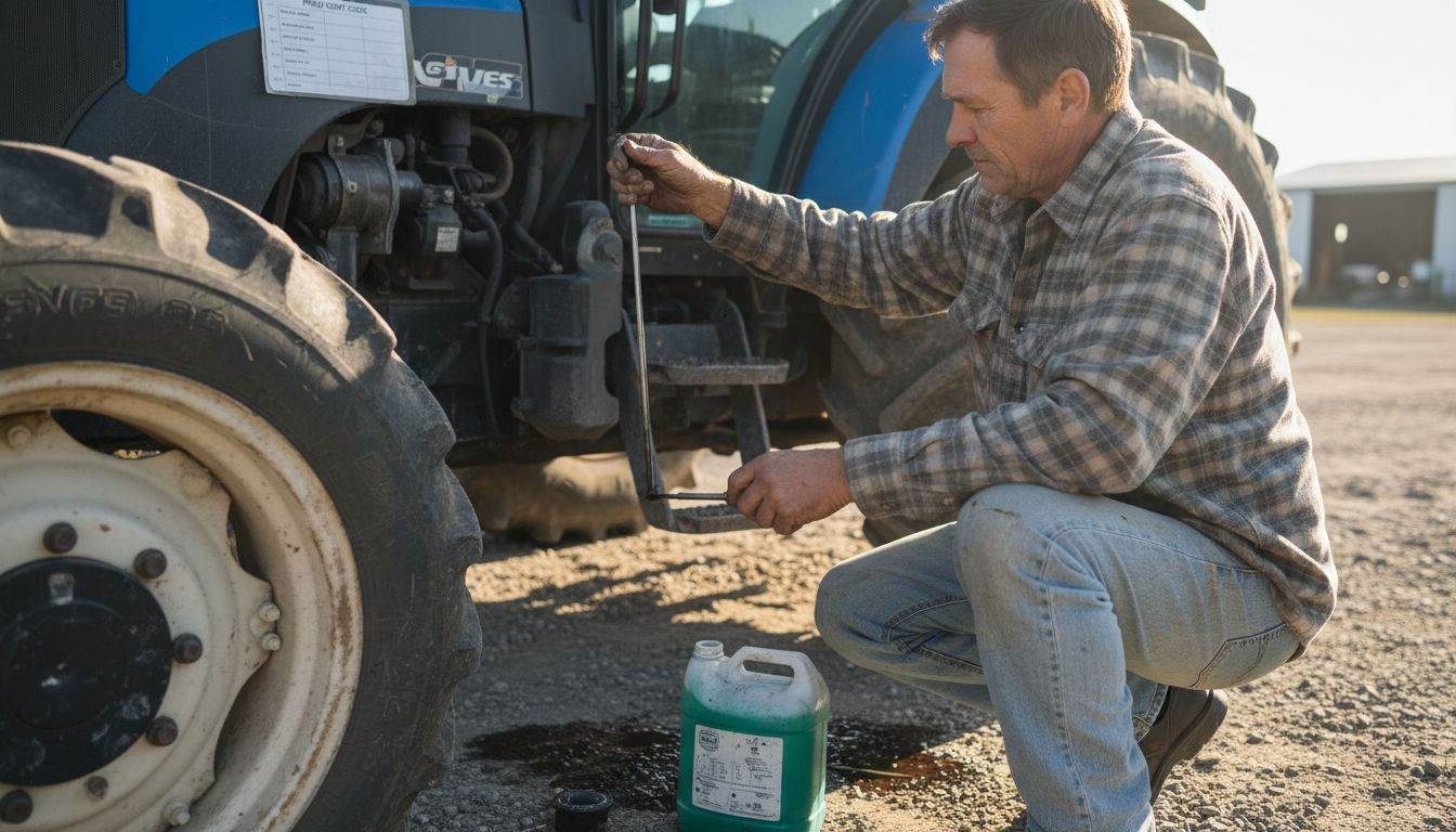 Checking tractor fluids and filter condition
