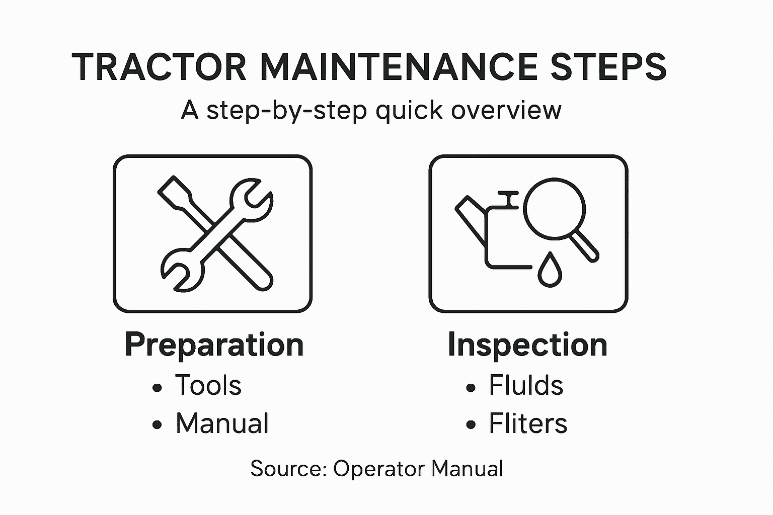 Infographic shows tractor maintenance steps