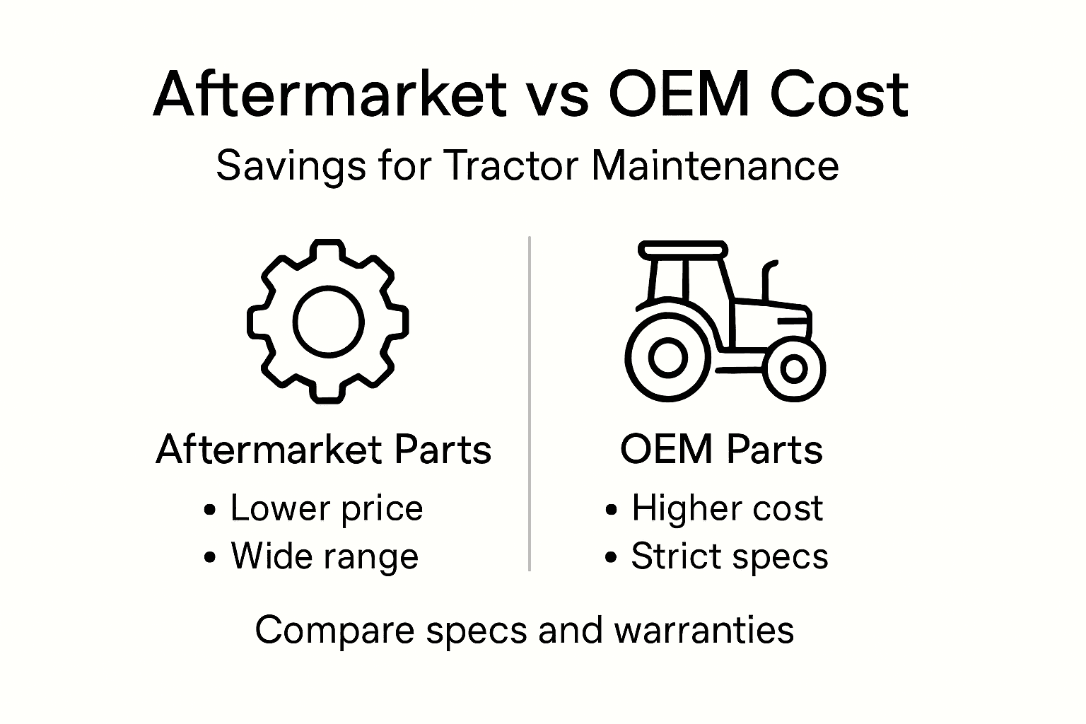 Infographic comparing aftermarket and OEM tractor parts