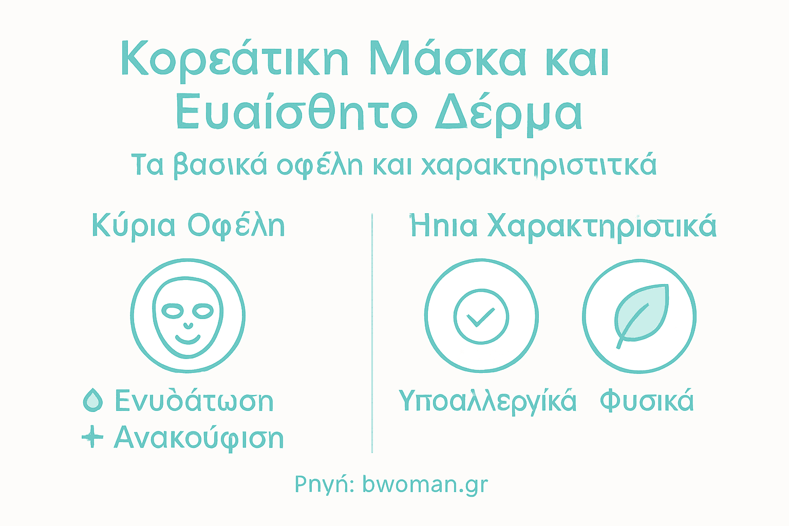 Γραφικό με συνοπτική παρουσίαση των πλεονεκτημάτων των κορεάτικων μασκών ομορφιάς